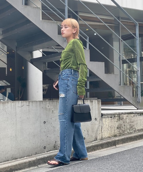 CIAOPANIC(チャオパニック)の「2WAY配色ラメシャーリングトップス(Tシャツ/カットソー・レディース・ブルー/グリーン/ピンク・FREE)」の6枚目の写真