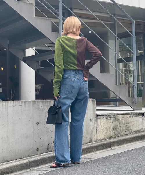 CIAOPANIC(チャオパニック)の「2WAY配色ラメシャーリングトップス(Tシャツ/カットソー・レディース・ブルー/グリーン/ピンク・FREE)」の7枚目の写真