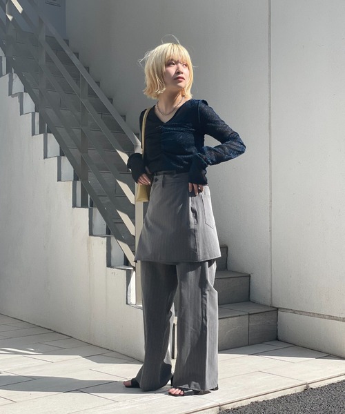 CIAOPANIC(チャオパニック)の「2WAY配色ラメシャーリングトップス(Tシャツ/カットソー・レディース・ブルー/グリーン/ピンク・FREE)」の20枚目の写真