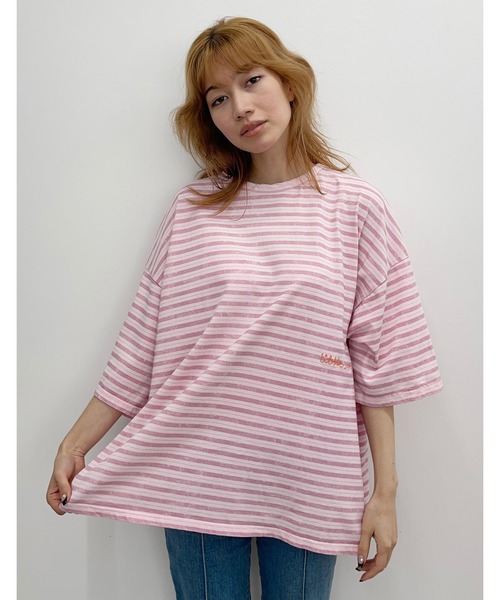 Little sunny bite（リトルサニーバイト）の「『Little Sunny Bite』 Stripe big tee（Tシャツ/カットソー・レディース・ブルー/レッド/ピンク・SMALL）」の3枚目の写真