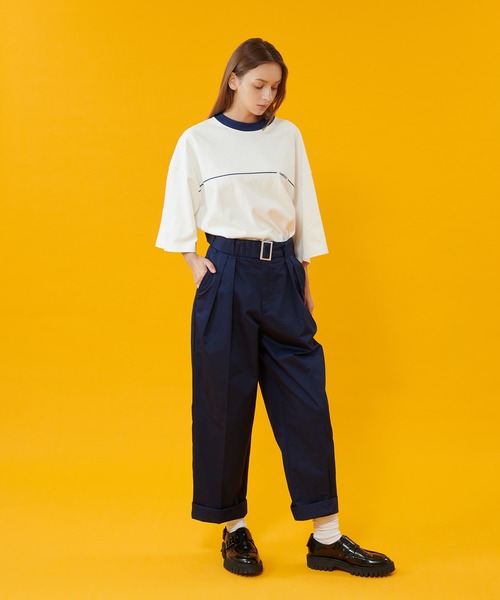 ONCILY(オンシェリー)の「BELTED STRAIGHT CHINO PANTS / ベルテッドストレートチノパンツ(チノパンツ・メンズ・ネイビー/ベージュ・LARGE/SMALL/MEDIUM)」の14枚目の写真