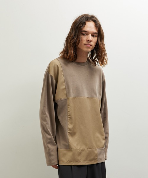 JUNRED(ジュンレッド)の「異素材ブロック切り替えロンT(Tシャツ/カットソー・メンズ・ベージュ系その他/ネイビー/ダークグリーン・M/LL/L)」の4枚目の写真