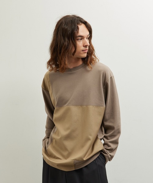 JUNRED(ジュンレッド)の「異素材ブロック切り替えロンT(Tシャツ/カットソー・メンズ・ベージュ系その他/ネイビー/ダークグリーン・M/LL/L)」の5枚目の写真