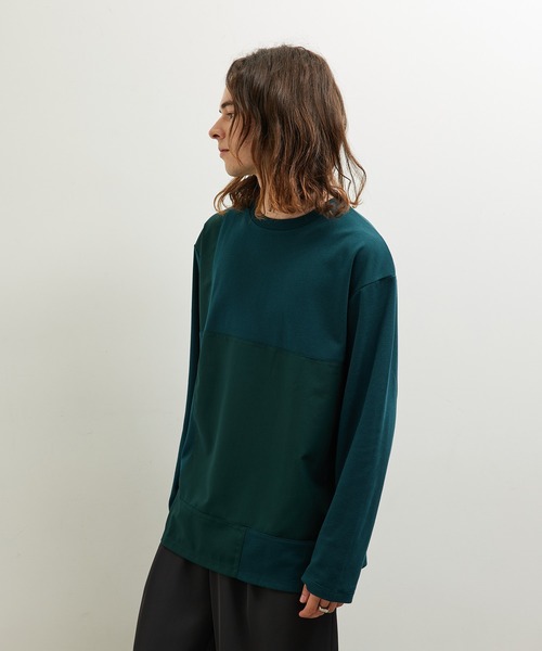 JUNRED(ジュンレッド)の「異素材ブロック切り替えロンT(Tシャツ/カットソー・メンズ・ベージュ系その他/ネイビー/ダークグリーン・M/LL/L)」の7枚目の写真