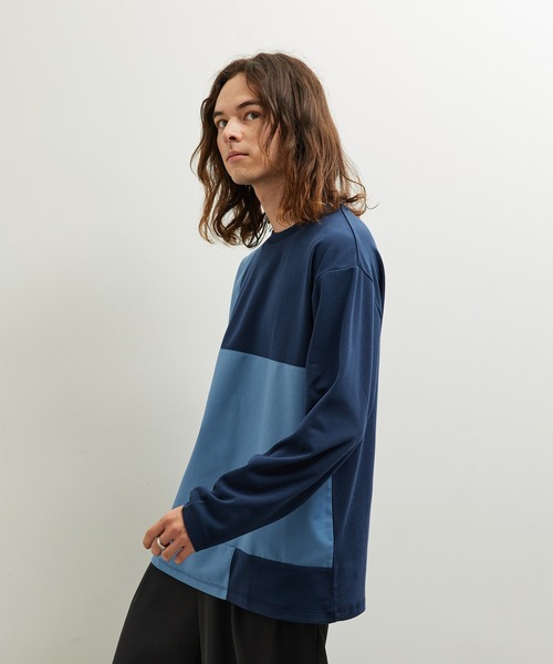 JUNRED(ジュンレッド)の「異素材ブロック切り替えロンT(Tシャツ/カットソー・メンズ・ベージュ系その他/ネイビー/ダークグリーン・M/LL/L)」の8枚目の写真