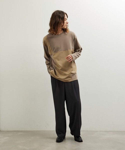 JUNRED(ジュンレッド)の「異素材ブロック切り替えロンT(Tシャツ/カットソー・メンズ・ベージュ系その他/ネイビー/ダークグリーン・M/LL/L)」の9枚目の写真