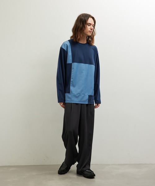 JUNRED(ジュンレッド)の「異素材ブロック切り替えロンT(Tシャツ/カットソー・メンズ・ベージュ系その他/ネイビー/ダークグリーン・M/LL/L)」の12枚目の写真