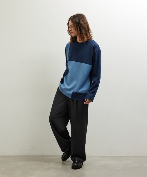 JUNRED(ジュンレッド)の「異素材ブロック切り替えロンT(Tシャツ/カットソー・メンズ・ベージュ系その他/ネイビー/ダークグリーン・M/LL/L)」の13枚目の写真