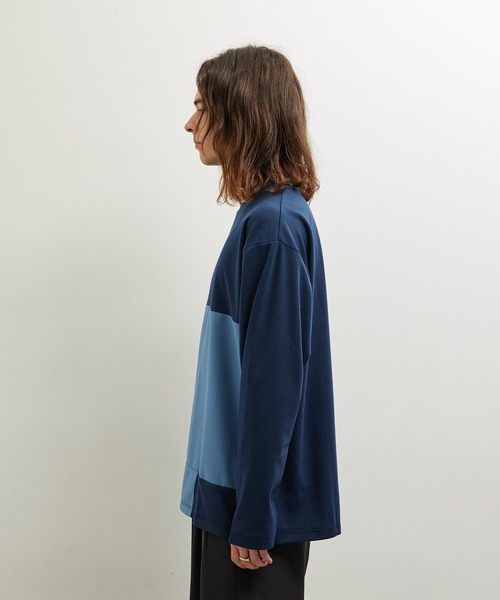 JUNRED(ジュンレッド)の「異素材ブロック切り替えロンT(Tシャツ/カットソー・メンズ・ベージュ系その他/ネイビー/ダークグリーン・M/LL/L)」の14枚目の写真
