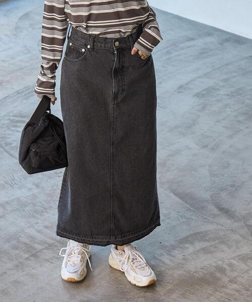 coen（コーエン）の「Aラインデニムスカート（デニムスカート・レディース・ブラック/コバルトブルー・M/L）」の2枚目の写真