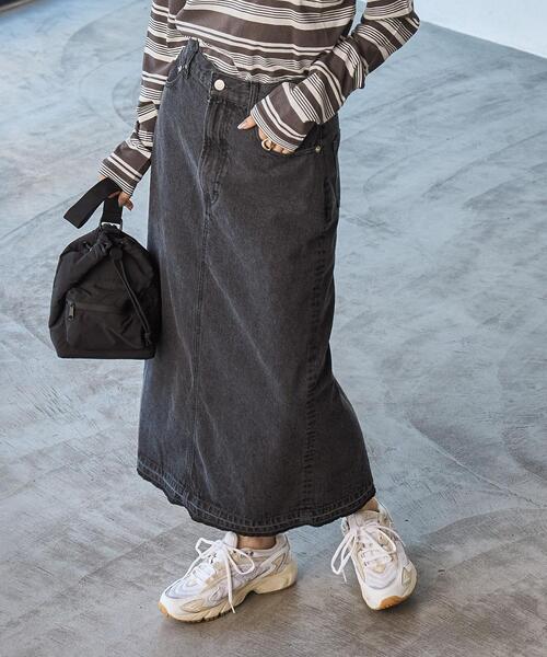 coen（コーエン）の「Aラインデニムスカート（デニムスカート・レディース・ブラック/コバルトブルー・M/L）」の3枚目の写真