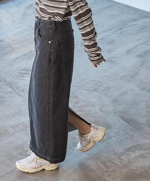 coen（コーエン）の「Aラインデニムスカート（デニムスカート・レディース・ブラック/コバルトブルー・M/L）」の4枚目の写真