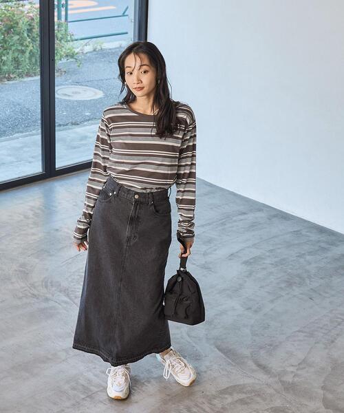 coen（コーエン）の「Aラインデニムスカート（デニムスカート・レディース・ブラック/コバルトブルー・M/L）」の6枚目の写真