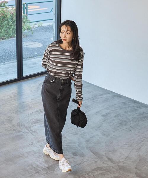 coen（コーエン）の「Aラインデニムスカート（デニムスカート・レディース・ブラック/コバルトブルー・M/L）」の7枚目の写真