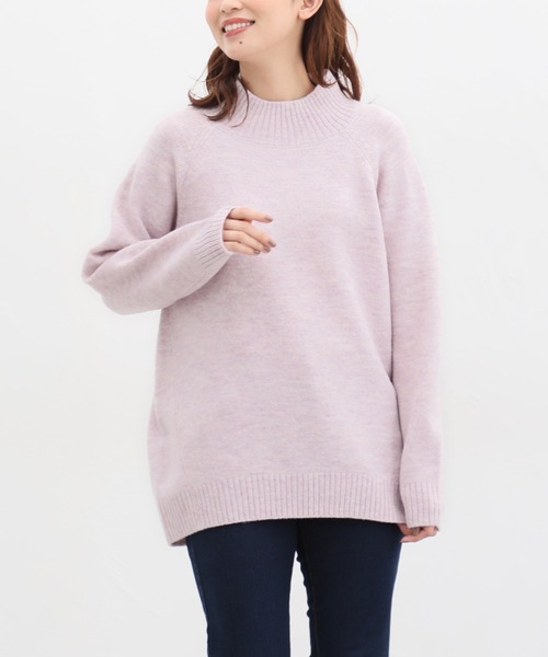 Honeys（ハニーズ）の「ハイネックニット（ニット/セーター・レディース・チャコールグレー/ネイビー/ピンク/ラベンダー/サックスブルー/杢グレー/ブラウン/ベージュ/グリーン・M/L/LL）」の8枚目の写真