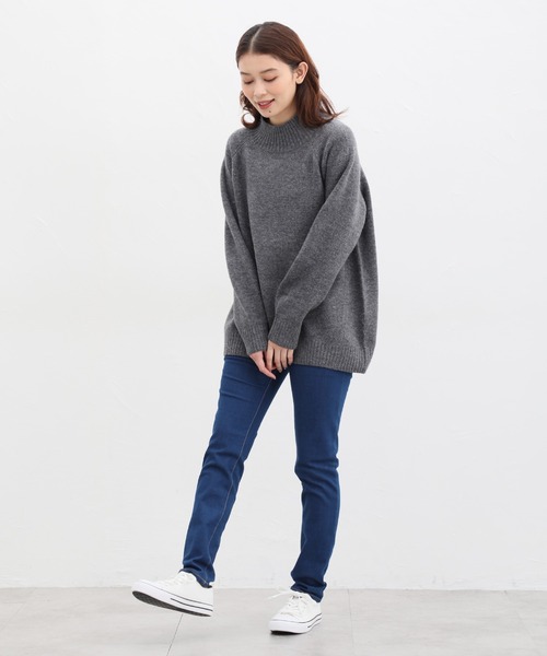 Honeys（ハニーズ）の「ハイネックニット（ニット/セーター・レディース・チャコールグレー/ネイビー/ピンク/ラベンダー/サックスブルー/杢グレー/ブラウン/ベージュ/グリーン・M/L/LL）」の11枚目の写真