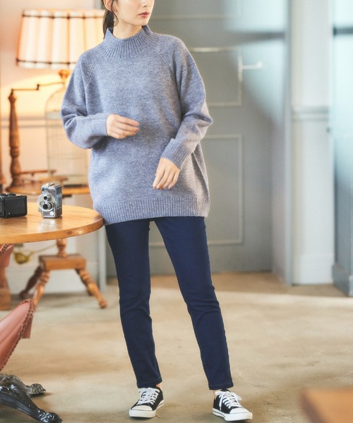 Honeys（ハニーズ）の「ハイネックニット（ニット/セーター・レディース・チャコールグレー/ネイビー/ピンク/ラベンダー/サックスブルー/杢グレー/ブラウン/ベージュ/グリーン・M/L/LL）」の14枚目の写真