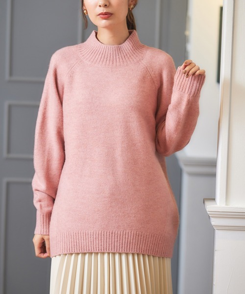 Honeys（ハニーズ）の「ハイネックニット（ニット/セーター・レディース・チャコールグレー/ネイビー/ピンク/ラベンダー/サックスブルー/杢グレー/ブラウン/ベージュ/グリーン・M/L/LL）」の19枚目の写真