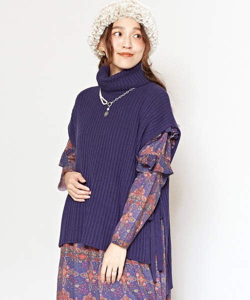 チャイハネ（チャイハネ）の「【チャイハネ】ルティアニットトップス（ニット/セーター・レディース・カーキ/オレンジ/ネイビー/ピンク/ホワイト/イエロー・FREE）」の4枚目の写真