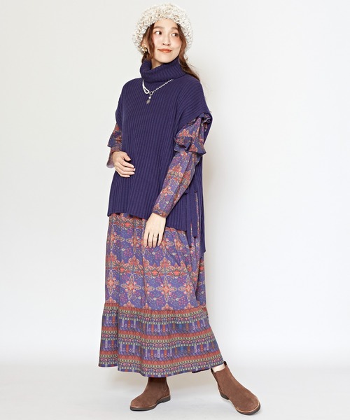 チャイハネ（チャイハネ）の「【チャイハネ】ルティアニットトップス（ニット/セーター・レディース・カーキ/オレンジ/ネイビー/ピンク/ホワイト/イエロー・FREE）」の18枚目の写真