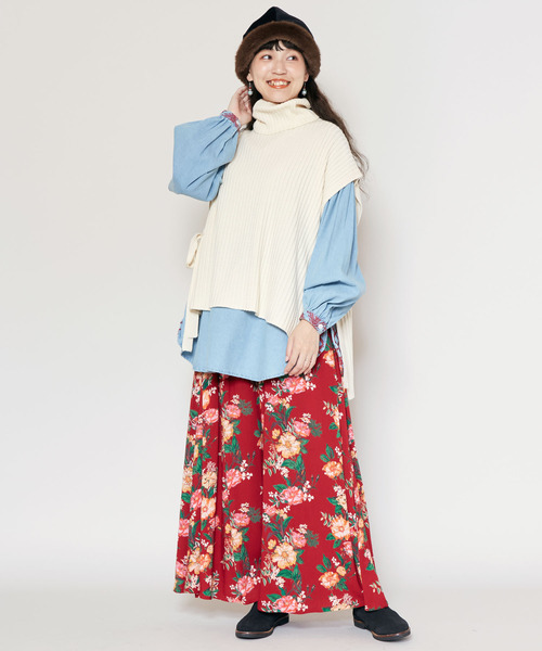 チャイハネ（チャイハネ）の「【チャイハネ】ルティアニットトップス（ニット/セーター・レディース・カーキ/オレンジ/ネイビー/ピンク/ホワイト/イエロー・FREE）」の9枚目の写真