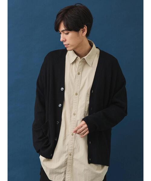 CRAFT STANDARD BOUTIQUE(クラフトスタンダードブティック)の「ブレンデッドヤーンVネックカーディガン(カーディガン/ボレロ・メンズ・ダークネイビー/ブラック/グレイッシュベージュ・L/M/XL)」の4枚目の写真