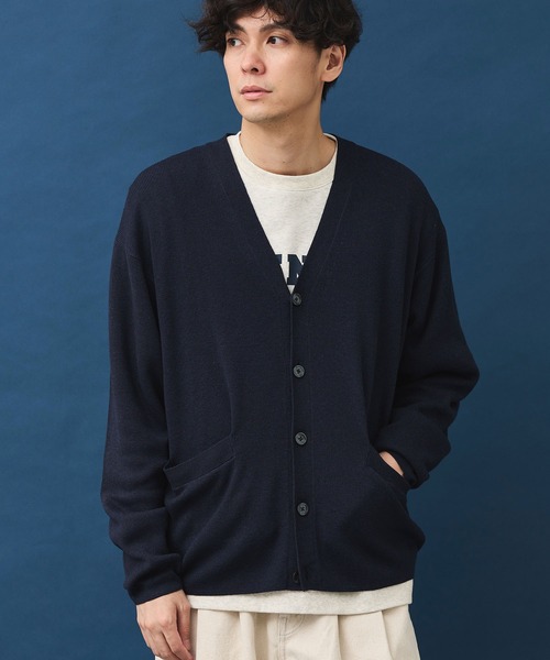 CRAFT STANDARD BOUTIQUE(クラフトスタンダードブティック)の「ブレンデッドヤーンVネックカーディガン(カーディガン/ボレロ・メンズ・ダークネイビー/ブラック/グレイッシュベージュ・L/M/XL)」の1枚目の写真