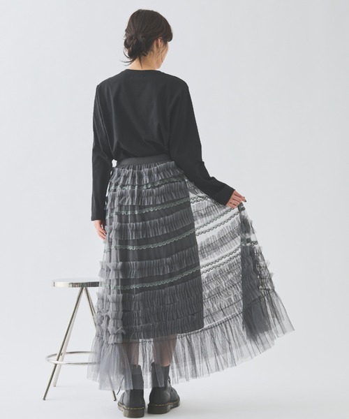 paravion（パラビオン）の「レースチュールティアードスカート（スカート・レディース・グレー/ブラック/ホワイト・FREE）」の10枚目の写真