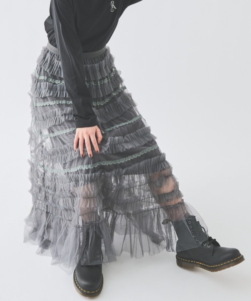 paravion（パラビオン）の「レースチュールティアードスカート（スカート・レディース・グレー/ブラック/ホワイト・FREE）」の11枚目の写真