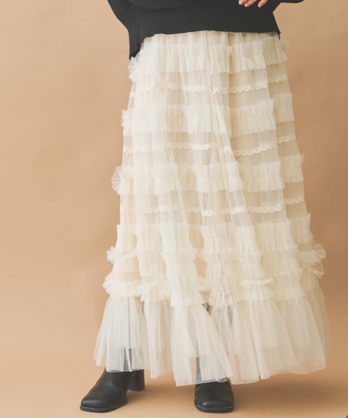 paravion（パラビオン）の「レースチュールティアードスカート（スカート・レディース・グレー/ブラック/ホワイト・FREE）」の18枚目の写真