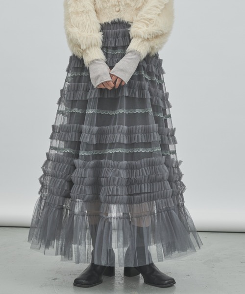 paravion（パラビオン）の「レースチュールティアードスカート（スカート・レディース・グレー/ブラック/ホワイト・FREE）」の19枚目の写真