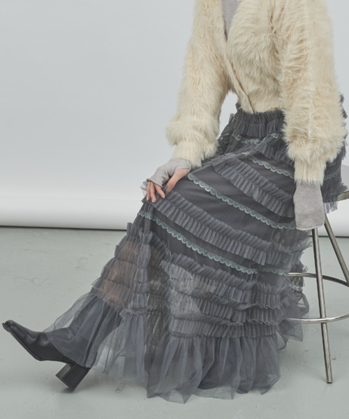 paravion（パラビオン）の「レースチュールティアードスカート（スカート・レディース・グレー/ブラック/ホワイト・FREE）」の20枚目の写真