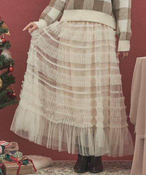 paravion（パラビオン）の「レースチュールティアードスカート（スカート・レディース・グレー/ブラック/ホワイト・FREE）」の22枚目の写真