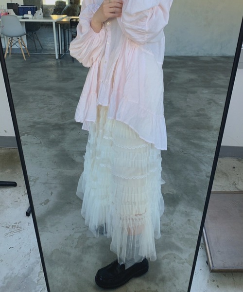 paravion（パラビオン）の「レースチュールティアードスカート（スカート・レディース・グレー/ブラック/ホワイト・FREE）」の8枚目の写真