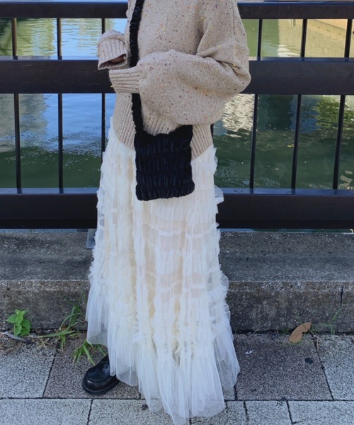 paravion（パラビオン）の「レースチュールティアードスカート（スカート・レディース・グレー/ブラック/ホワイト・FREE）」の9枚目の写真