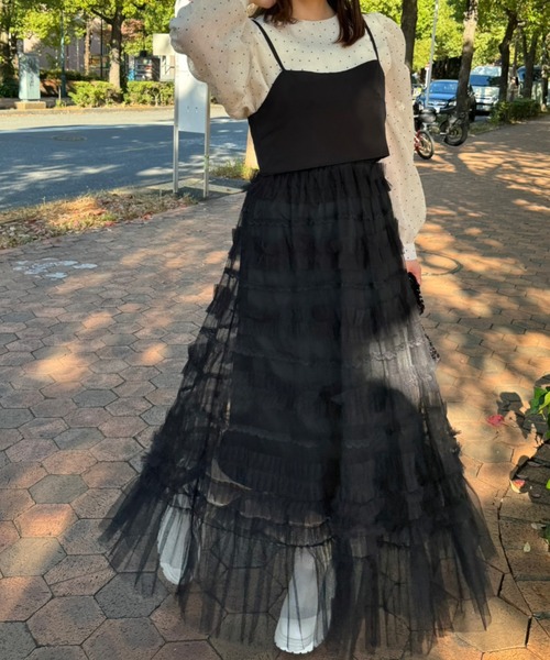 paravion（パラビオン）の「レースチュールティアードスカート（スカート・レディース・グレー/ブラック/ホワイト・FREE）」の13枚目の写真