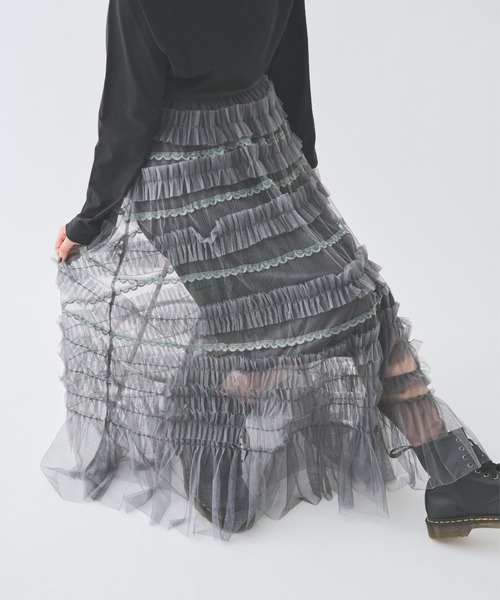 paravion（パラビオン）の「レースチュールティアードスカート（スカート・レディース・グレー/ブラック/ホワイト・FREE）」の16枚目の写真