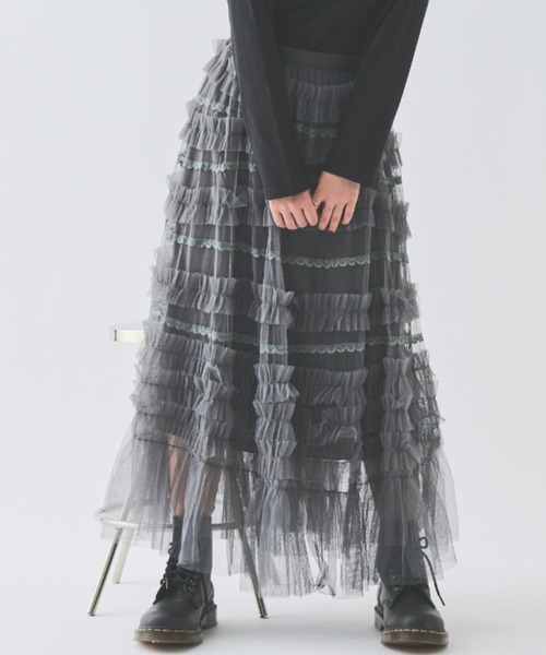 paravion（パラビオン）の「レースチュールティアードスカート（スカート・レディース・グレー/ブラック/ホワイト・FREE）」の17枚目の写真