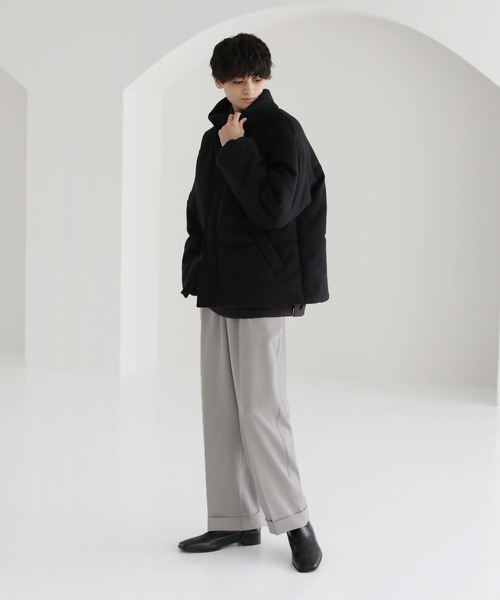 ETELIO（エテリオ）の「メルトンスタンドネックエコダウンジャケット（ダウンジャケット/コート・メンズ・グレー/モカ/チャコール/ブラック/ワイン・L/S/M）」の12枚目の写真