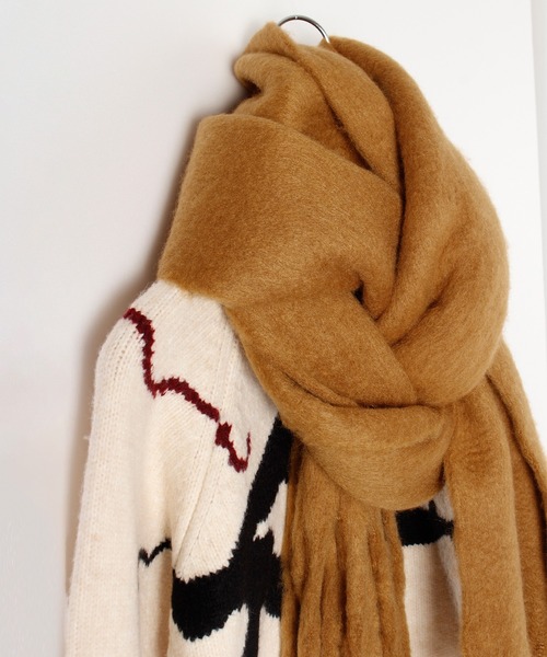 ALWAYS GOOD TIME（オルウェイズグッドタイム）の「大判ボリュームマフラー ブロックチェック/無地（マフラー・レディース・イエロー系/グリーン系/ブルー系/ローズ系/オレンジ系/ネイビー系/キャメル/ピンク系/ライトベージュ/ミント/パープル/オフホワイト/グレー/ライトイエロー/グレイッシュベージュ/ライトピンク・FREE）」の11枚目の写真