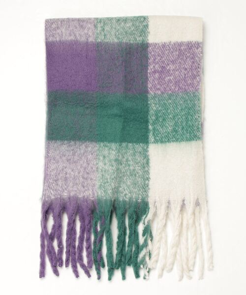 ALWAYS GOOD TIME（オルウェイズグッドタイム）の「大判ボリュームマフラー ブロックチェック/無地（マフラー・レディース・イエロー系/グリーン系/ブルー系/ローズ系/オレンジ系/ネイビー系/キャメル/ピンク系/ライトベージュ/ミント/パープル/オフホワイト/グレー/ライトイエロー/グレイッシュベージュ/ライトピンク・FREE）」の17枚目の写真