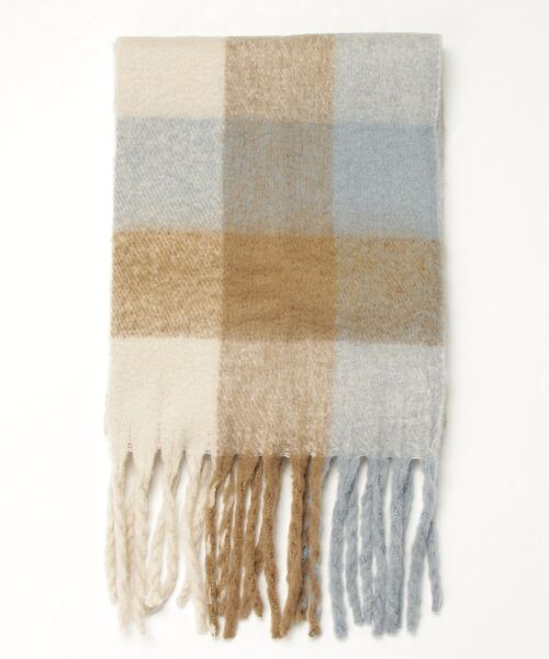 ALWAYS GOOD TIME（オルウェイズグッドタイム）の「大判ボリュームマフラー ブロックチェック/無地（マフラー・レディース・イエロー系/グリーン系/ブルー系/ローズ系/オレンジ系/ネイビー系/キャメル/ピンク系/ライトベージュ/ミント/パープル/オフホワイト/グレー/ライトイエロー/グレイッシュベージュ/ライトピンク・FREE）」の18枚目の写真