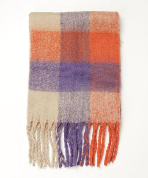 ALWAYS GOOD TIME（オルウェイズグッドタイム）の「大判ボリュームマフラー ブロックチェック/無地（マフラー・レディース・イエロー系/グリーン系/ブルー系/ローズ系/オレンジ系/ネイビー系/キャメル/ピンク系/ライトベージュ/ミント/パープル/オフホワイト/グレー/ライトイエロー/グレイッシュベージュ/ライトピンク・FREE）」の20枚目の写真