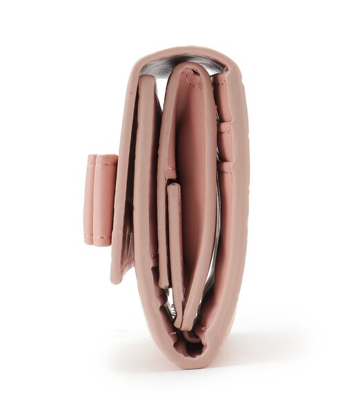 Ober Tashe(オーバータッシェ)の「リボン ビジュー ボックスコイン3ツ折財布 三つ折り財布 ミニ財布 ミニウォレット(財布・レディース・アイボリー/ピンク系/ブラック・FREE)」の4枚目の写真