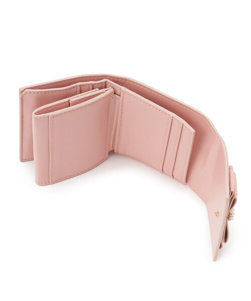 Ober Tashe(オーバータッシェ)の「リボン ビジュー ボックスコイン3ツ折財布 三つ折り財布 ミニ財布 ミニウォレット(財布・レディース・アイボリー/ピンク系/ブラック・FREE)」の6枚目の写真