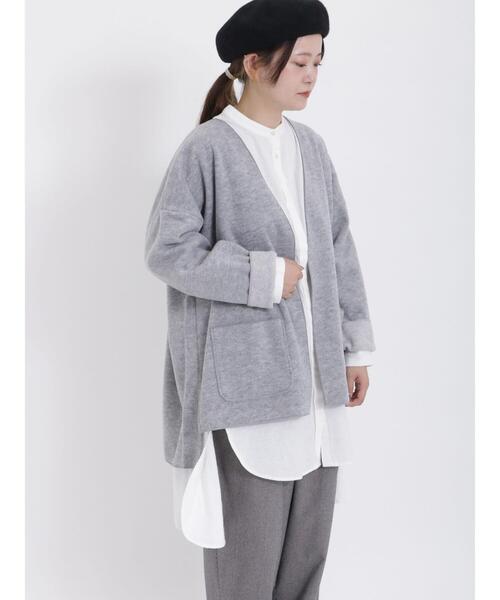 Samansa Mos2（サマンサ モスモス）の「TRシャギートッパージャケット（ノーカラージャケット・レディース・ブラウン/チャコールグレー/グレー/ベージュ・F）」の2枚目の写真