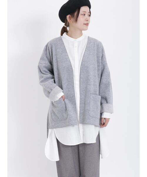 Samansa Mos2（サマンサ モスモス）の「TRシャギートッパージャケット（ノーカラージャケット・レディース・ブラウン/チャコールグレー/グレー/ベージュ・F）」の13枚目の写真