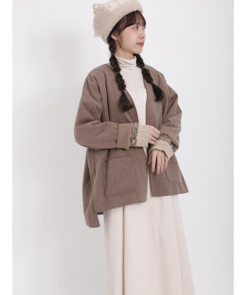 Samansa Mos2（サマンサ モスモス）の「TRシャギートッパージャケット（ノーカラージャケット・レディース・ブラウン/チャコールグレー/グレー/ベージュ・F）」の18枚目の写真