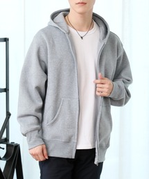 TopIsm | オーバーサイズ ヘビーウェイト裏起毛無地 スウェットジップアップパーカー(パーカー)
