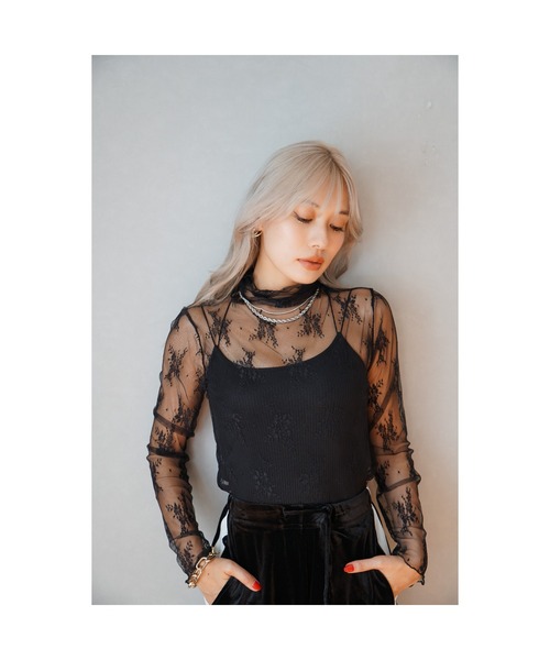 ODORATA（オドラタ）の「シアートップス（Tシャツ/カットソー・レディース・ブラック/ホワイト・FREE）」の2枚目の写真